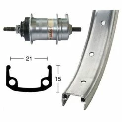 Shimano Roue Arrière De Vélo à Rétropédalage 3V 26 Pouces Axe à écrou